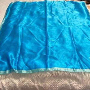 Ramon Fillip 100%  Silk Scarf so beautiful blue color with light green around